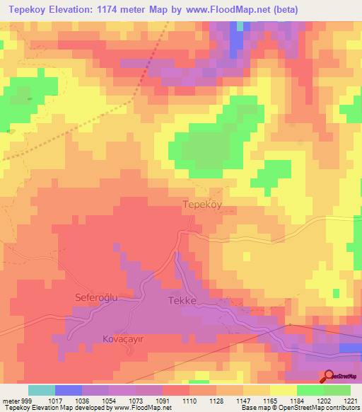 Tepekoy,Turkey Elevation Map