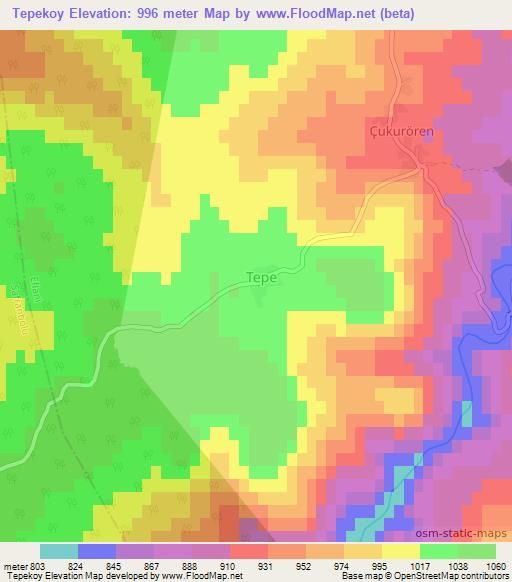 Tepekoy,Turkey Elevation Map