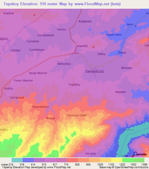 Tepekoy,Turkey Elevation Map