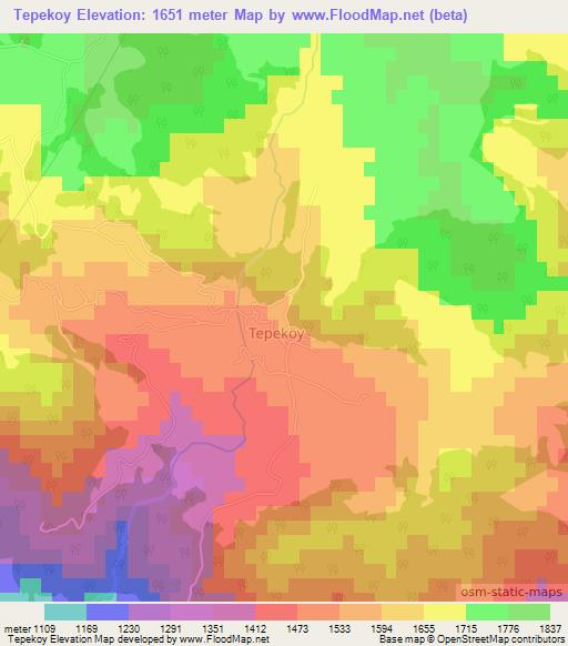 Tepekoy,Turkey Elevation Map