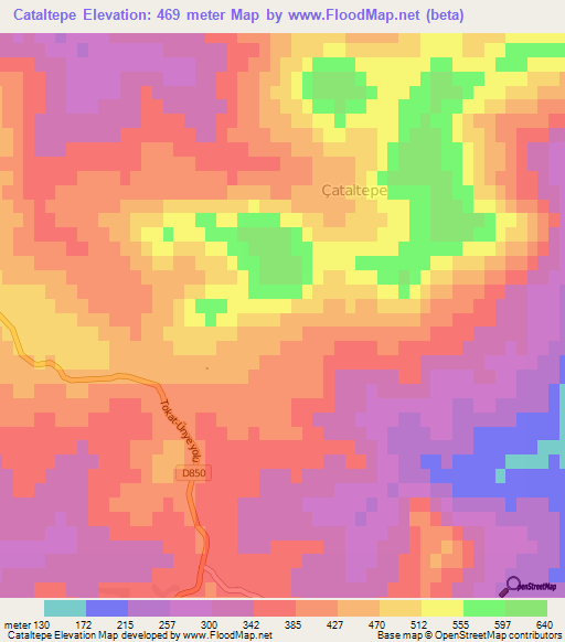 Cataltepe,Turkey Elevation Map