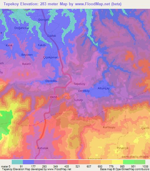 Tepekoy,Turkey Elevation Map