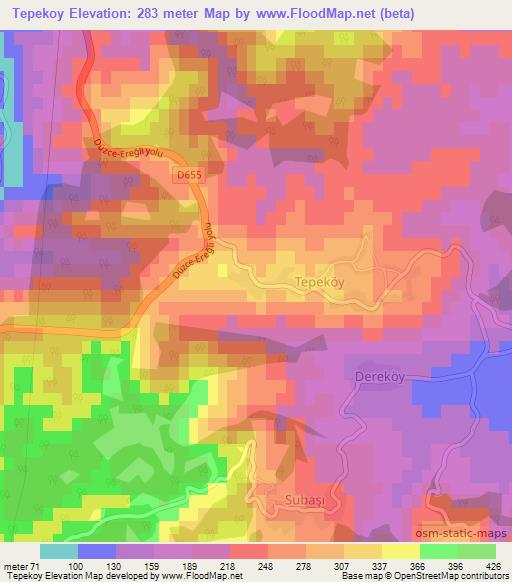 Tepekoy,Turkey Elevation Map