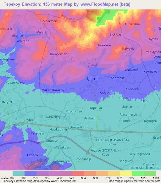 Tepekoy,Turkey Elevation Map