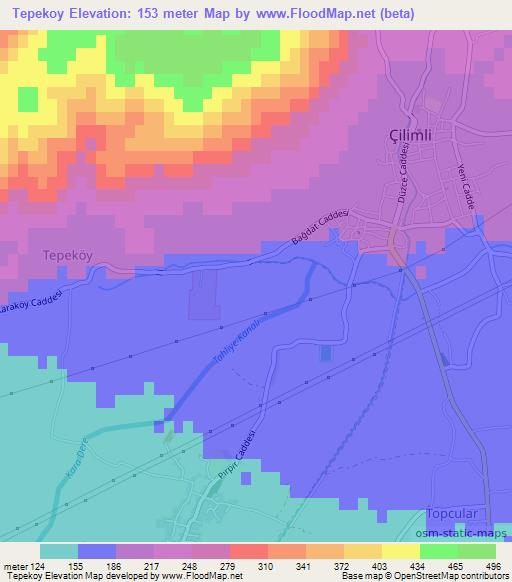 Tepekoy,Turkey Elevation Map