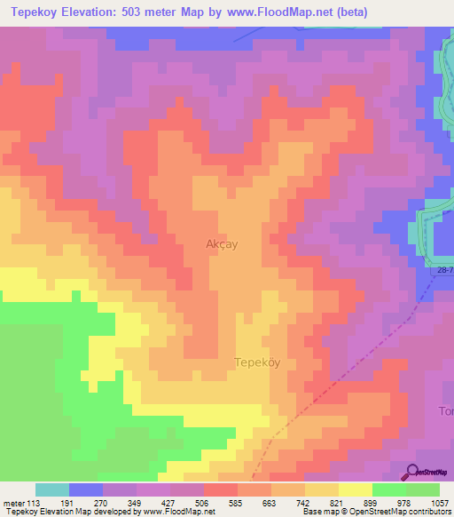 Tepekoy,Turkey Elevation Map