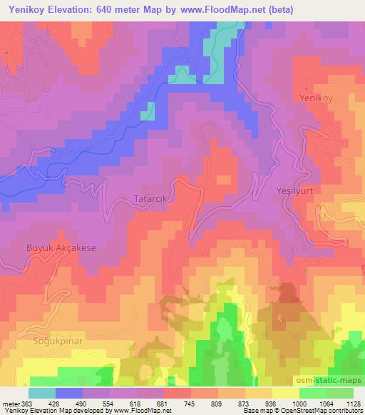 Yenikoy,Turkey Elevation Map