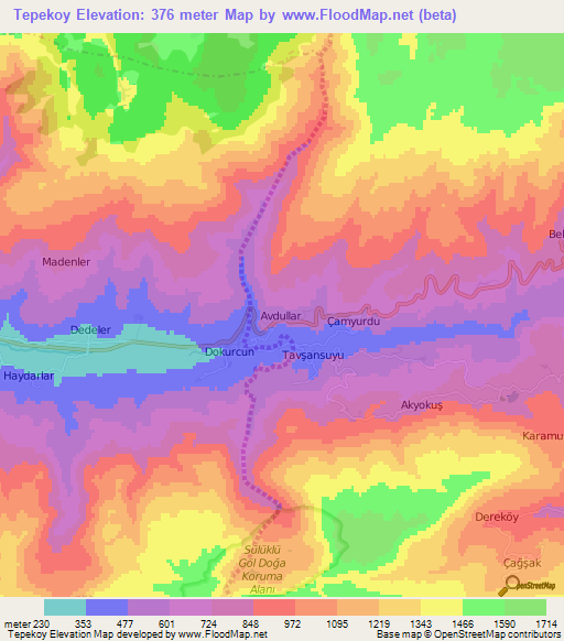 Tepekoy,Turkey Elevation Map