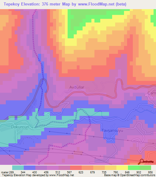 Tepekoy,Turkey Elevation Map