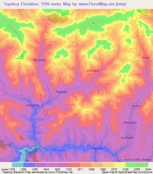 Tepekoy,Turkey Elevation Map