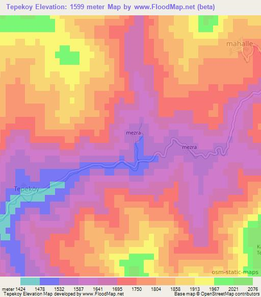 Tepekoy,Turkey Elevation Map