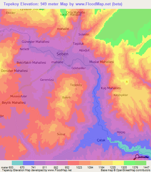 Tepekoy,Turkey Elevation Map