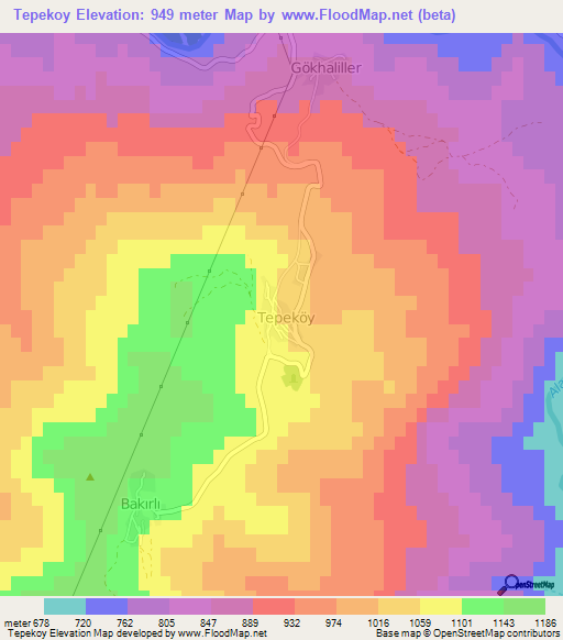 Tepekoy,Turkey Elevation Map