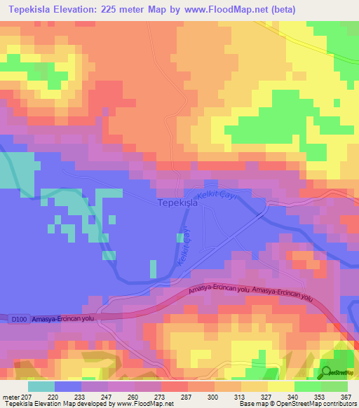 Tepekisla,Turkey Elevation Map