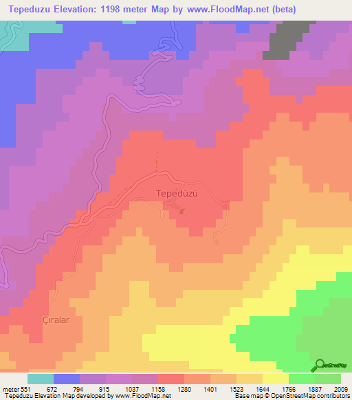 Tepeduzu,Turkey Elevation Map