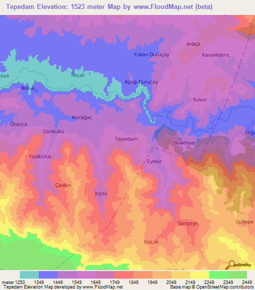 Tepedam,Turkey Elevation Map