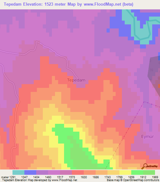 Tepedam,Turkey Elevation Map