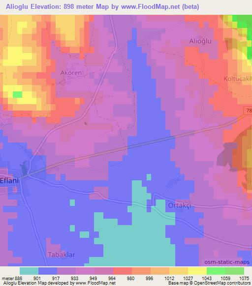 Alioglu,Turkey Elevation Map