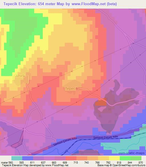 Tepecik,Turkey Elevation Map