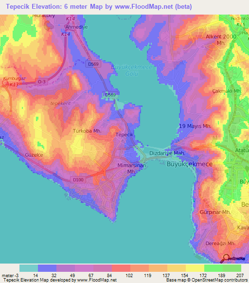 Tepecik,Turkey Elevation Map