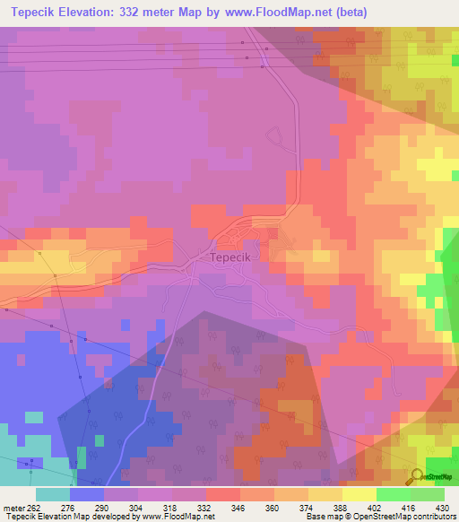 Tepecik,Turkey Elevation Map