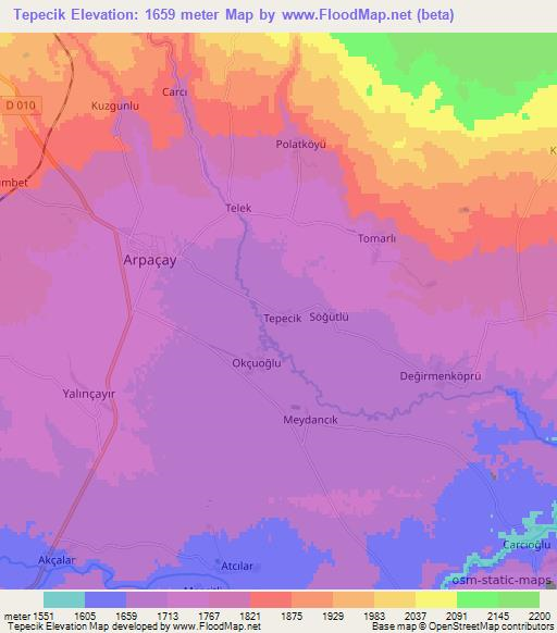 Tepecik,Turkey Elevation Map