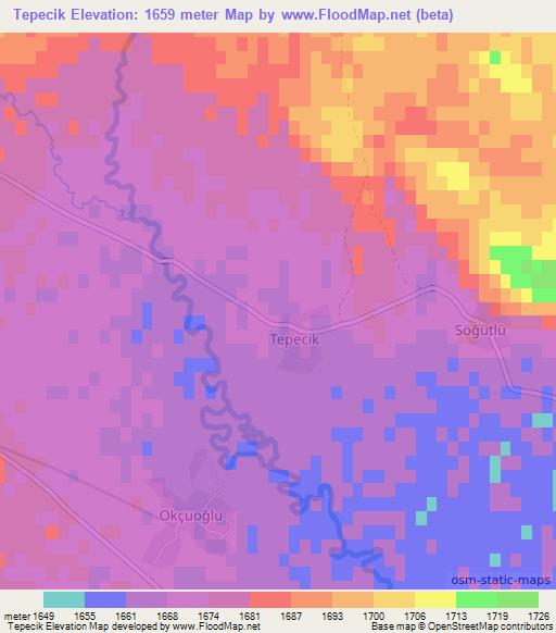 Tepecik,Turkey Elevation Map