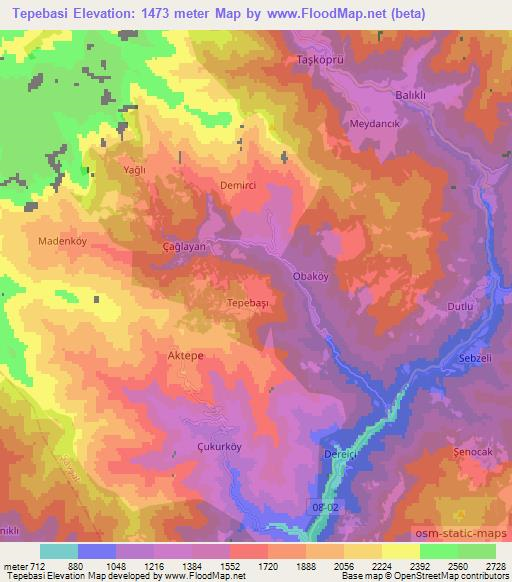 Tepebasi,Turkey Elevation Map