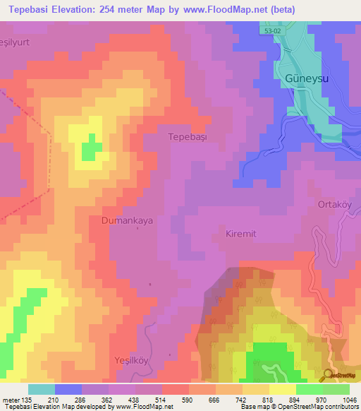 Tepebasi,Turkey Elevation Map