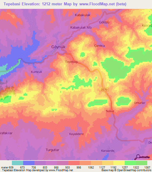 Tepebasi,Turkey Elevation Map