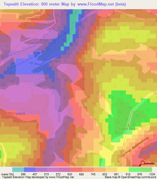 Tepealti,Turkey Elevation Map