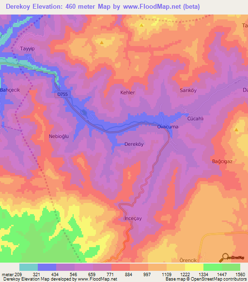 Derekoy,Turkey Elevation Map