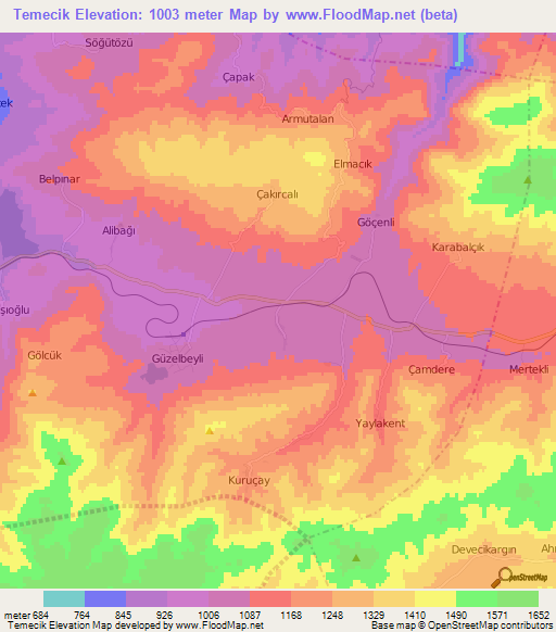 Temecik,Turkey Elevation Map