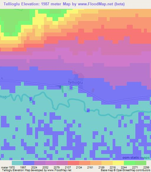 Tellioglu,Turkey Elevation Map