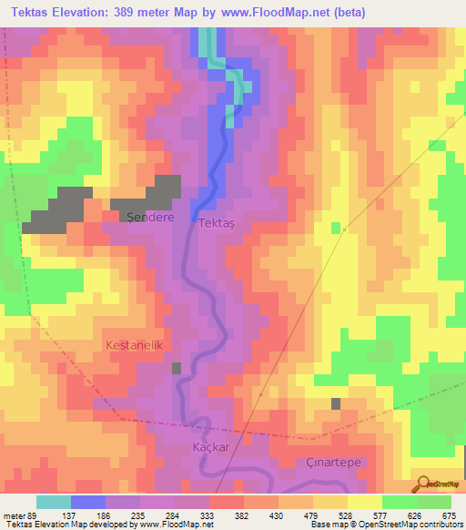 Tektas,Turkey Elevation Map