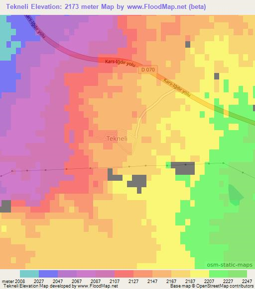 Tekneli,Turkey Elevation Map