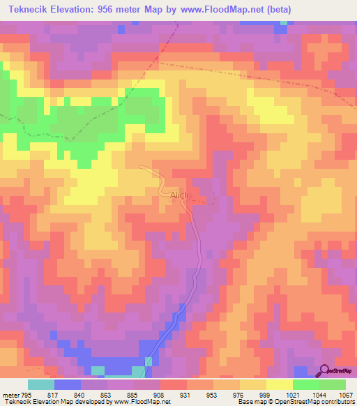 Teknecik,Turkey Elevation Map