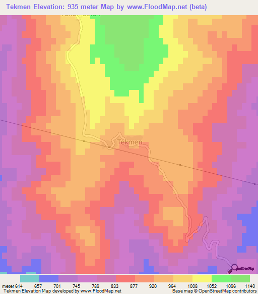 Tekmen,Turkey Elevation Map