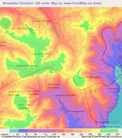 Musababa,Turkey Elevation Map