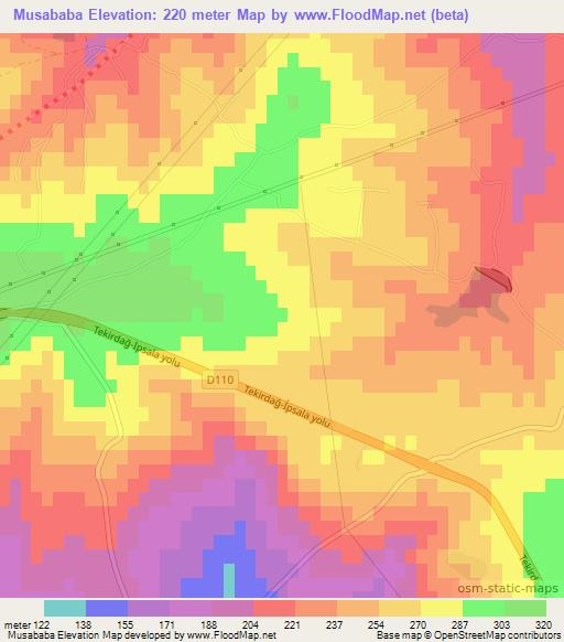 Musababa,Turkey Elevation Map