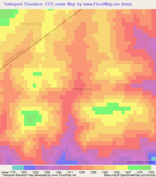 Tekkeyeni,Turkey Elevation Map