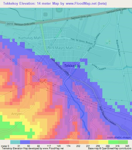 Tekkekoy,Turkey Elevation Map