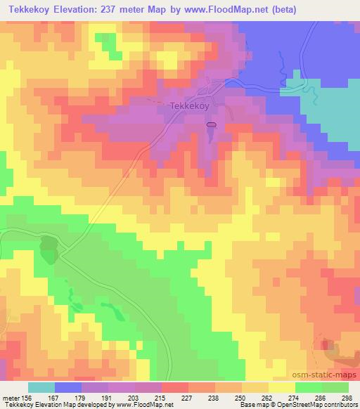 Tekkekoy,Turkey Elevation Map