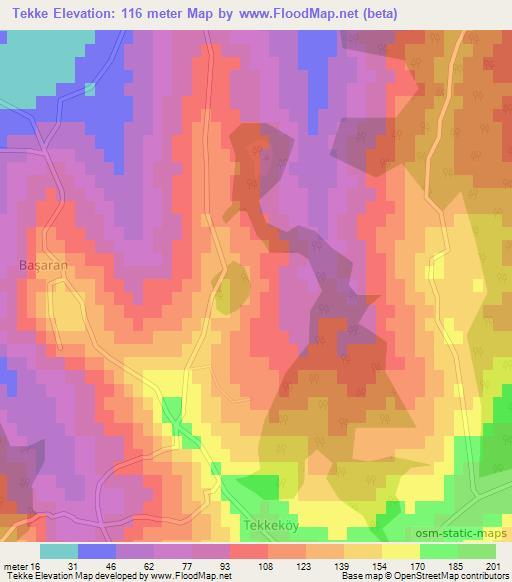 Tekke,Turkey Elevation Map