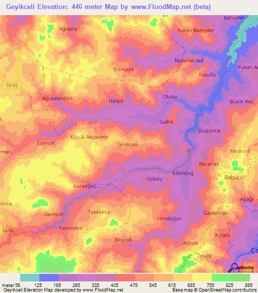 Geyikceli,Turkey Elevation Map