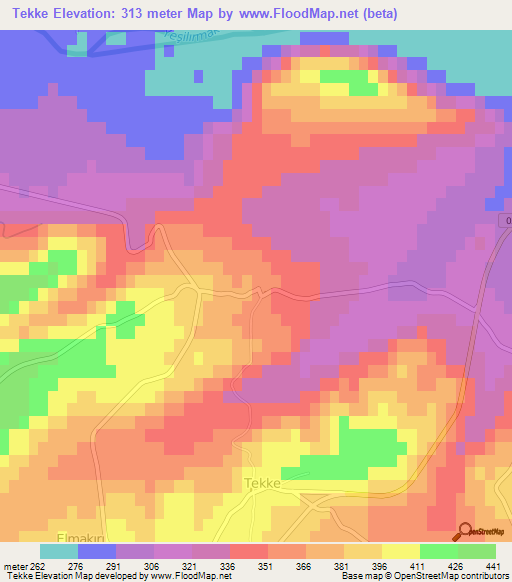 Tekke,Turkey Elevation Map