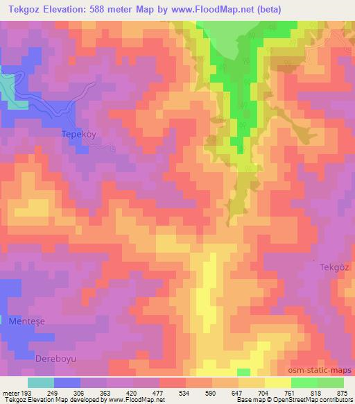 Tekgoz,Turkey Elevation Map