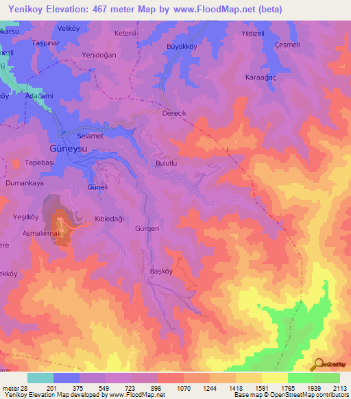 Yenikoy,Turkey Elevation Map