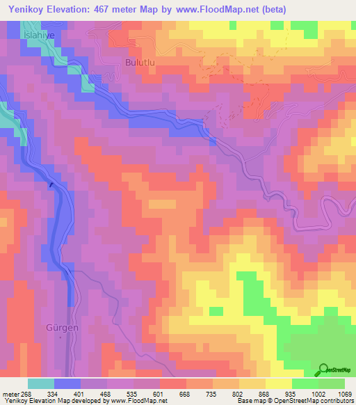 Yenikoy,Turkey Elevation Map