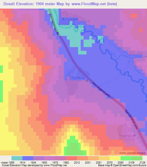 Doseli,Turkey Elevation Map